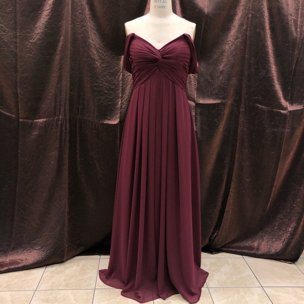Azazie- Maroon off-the-shoulder Gown